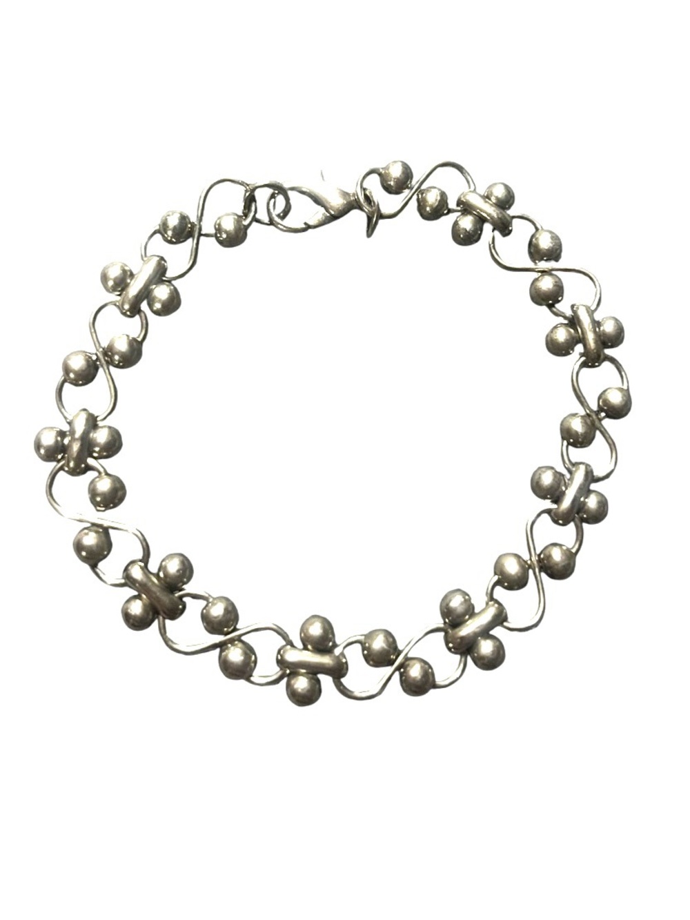 Silver Bead Cluster Link Bracelet